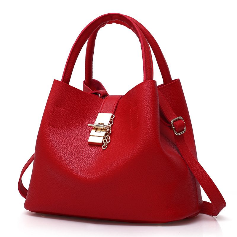 PU Leather Spliced Bucket Bag Crossbody