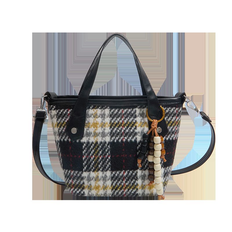 Plaid Large Tote Bucket Shoulder Bag view 6