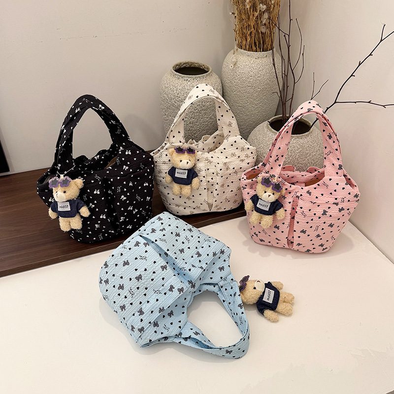 Sweet Canvas Top-Handle Bucket Bag
