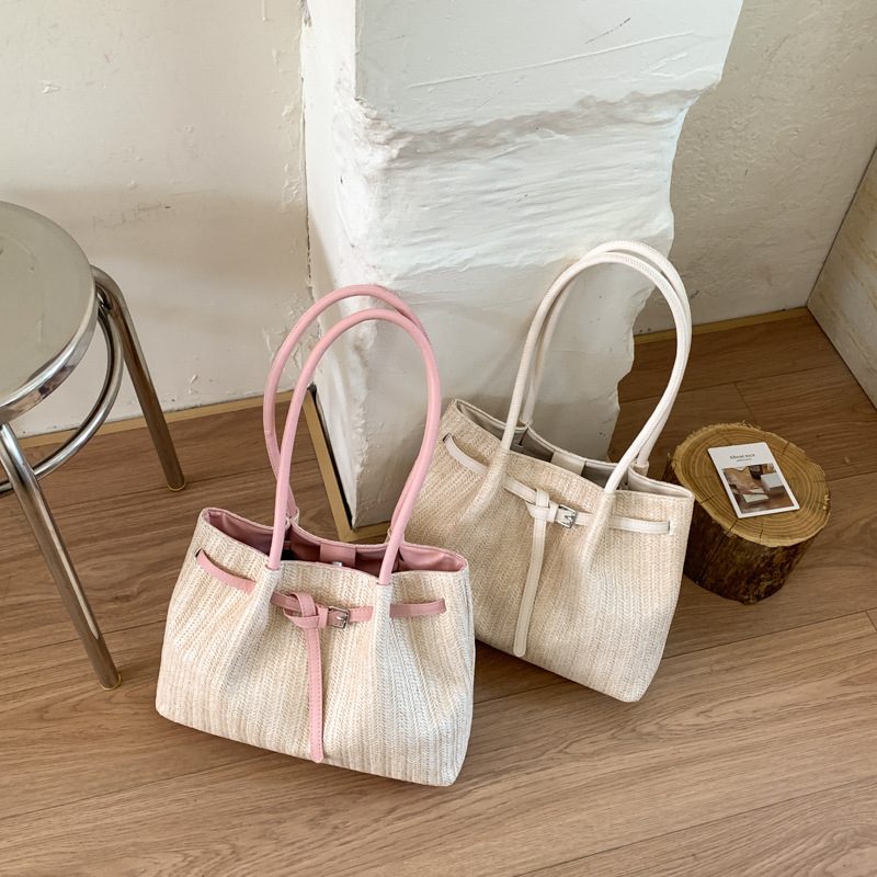 Pleated Woven Basket Bucket Bag view 2