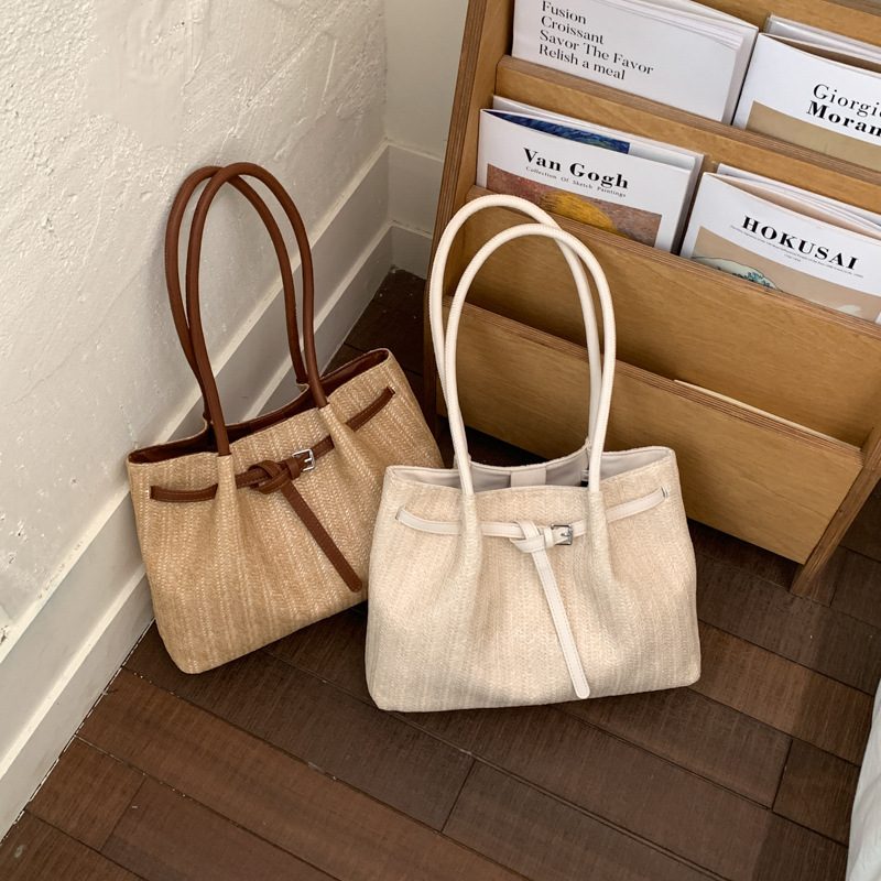 Pleated Woven Basket Bucket Bag view 4