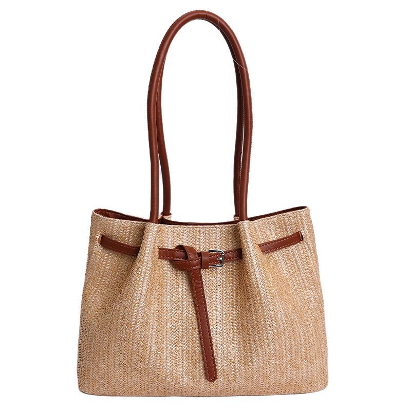 Pleated Woven Basket Bucket Bag view 7