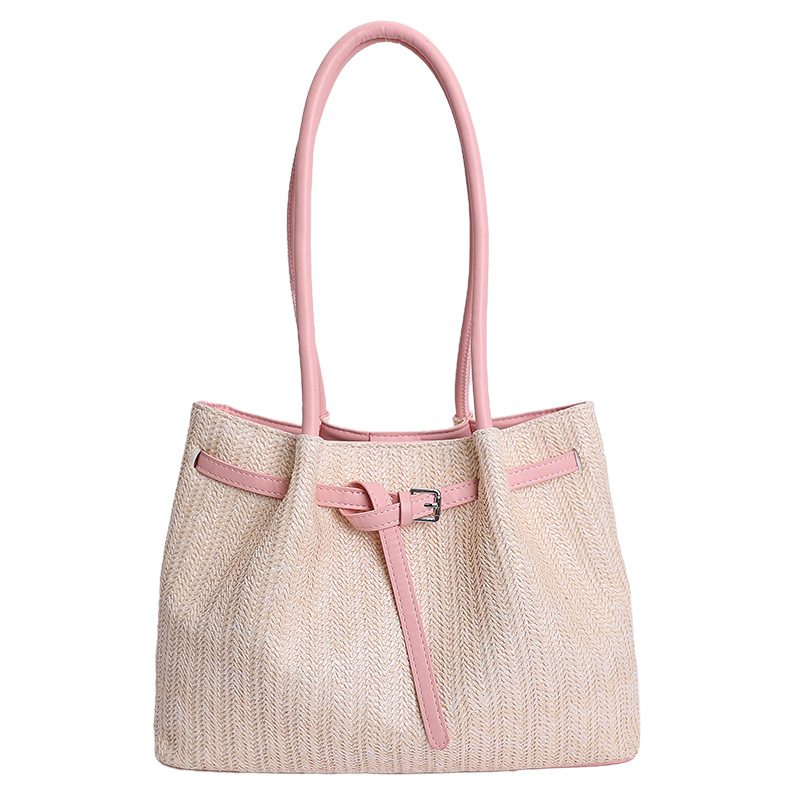 Pleated Woven Basket Bucket Bag view 8