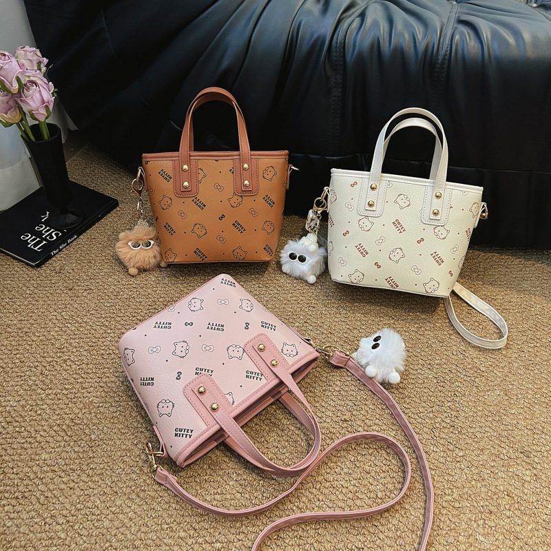 Chic Printed Basket Top-Handle Crossbody Bucket Bag