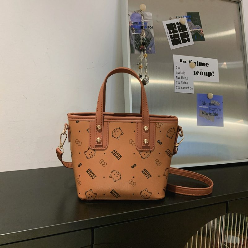 Chic Printed Basket Top-Handle Crossbody Bucket Bag view 11