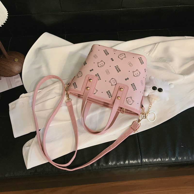 Chic Printed Basket Top-Handle Crossbody Bucket Bag view 3