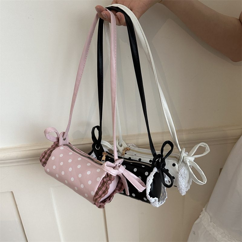Lace Polka Dot Bucket Shoulder Bag