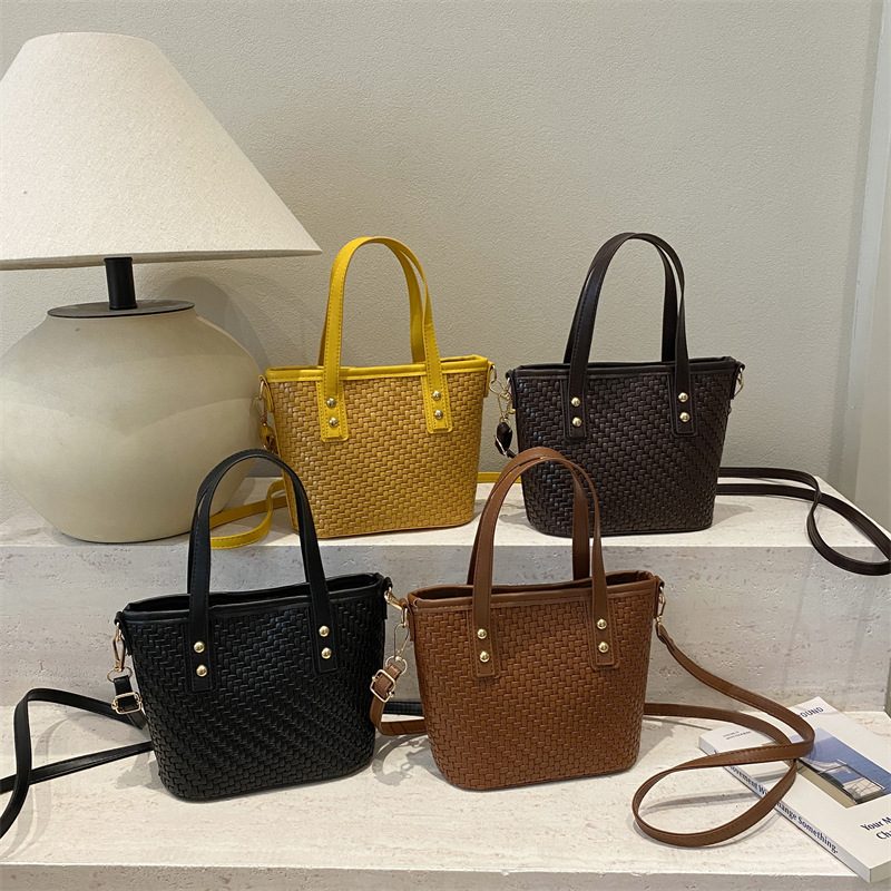 Woven Texture Bucket Crossbody Bag