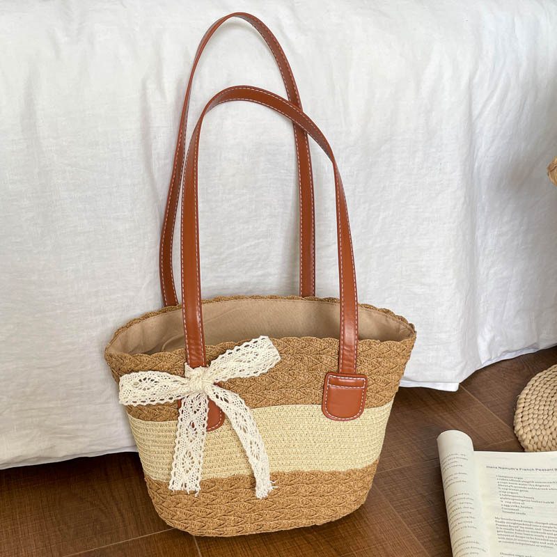 Woven Basket Tote Bucket Bag view 2