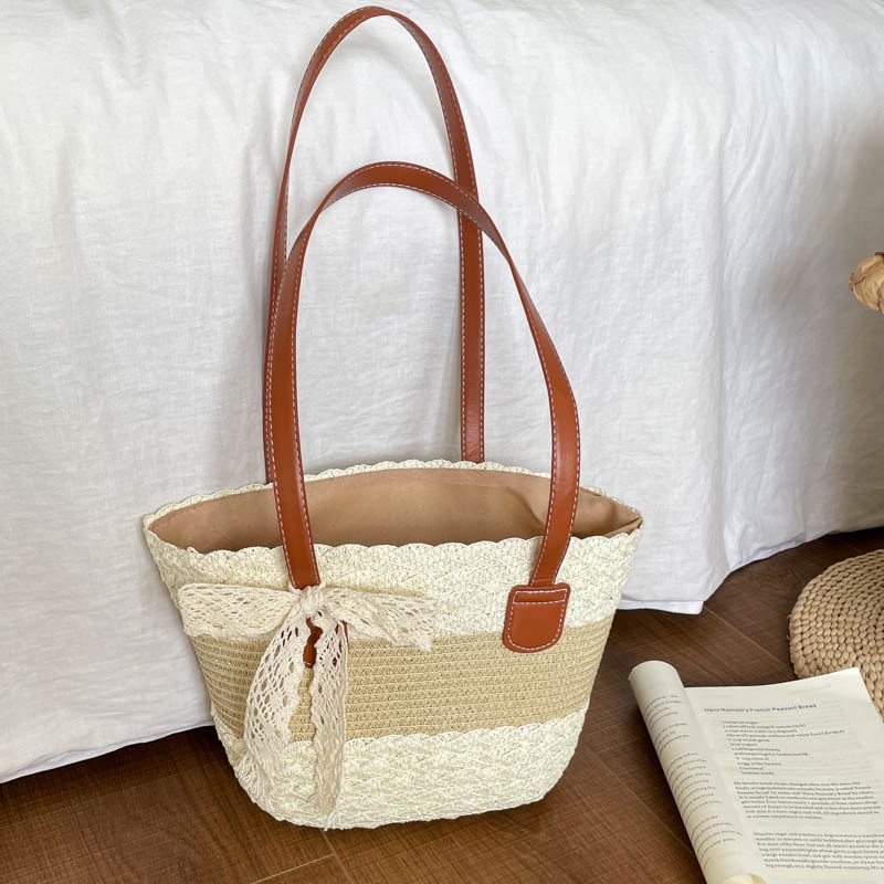 Woven Basket Tote Bucket Bag view 4