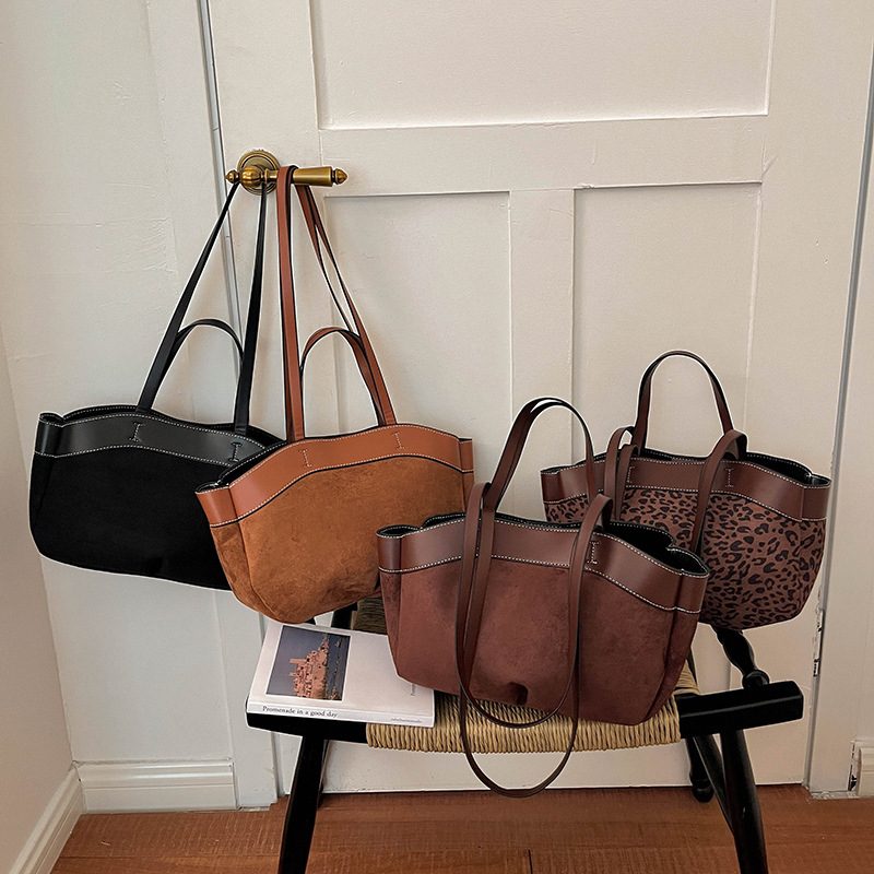 Retro Top-Handle Bucket Tote Bag