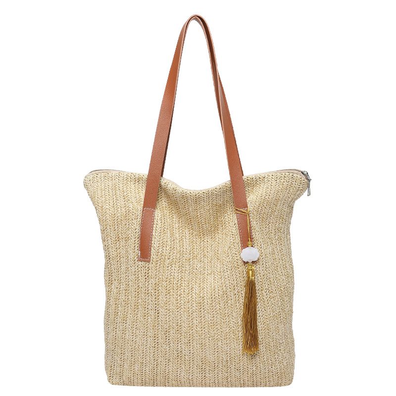 Woven Top-Handle Bucket Tote Bag view 5