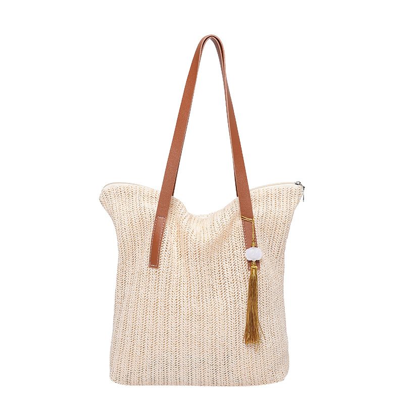 Woven Top-Handle Bucket Tote Bag view 6