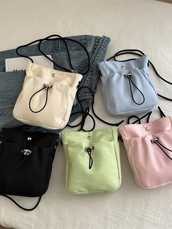 Minimalist Drawstring Canvas Bucket Bag