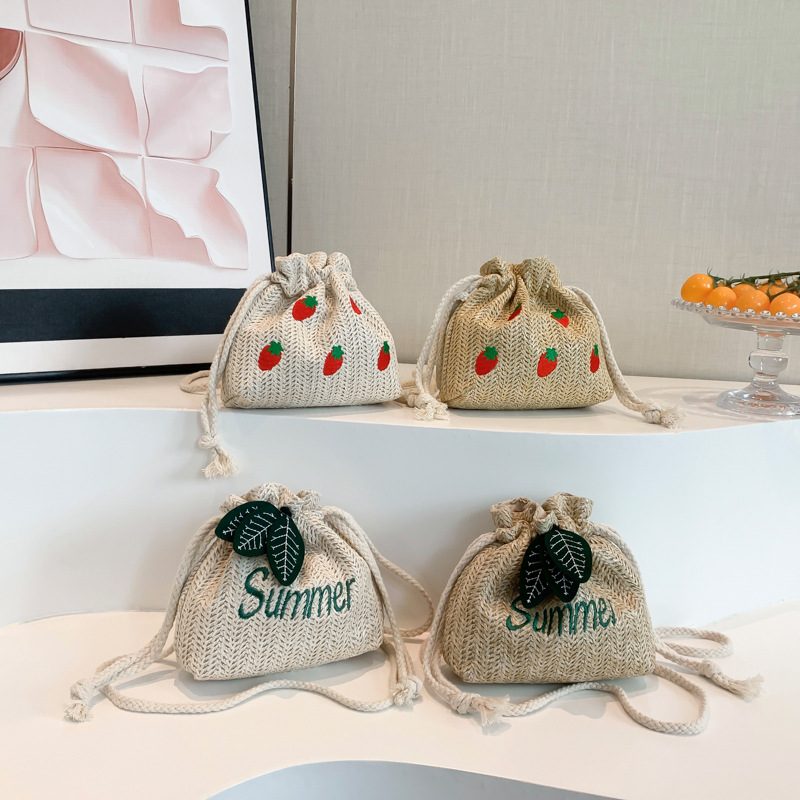 Woven Straw Mini Bucket Crossbody Bag
