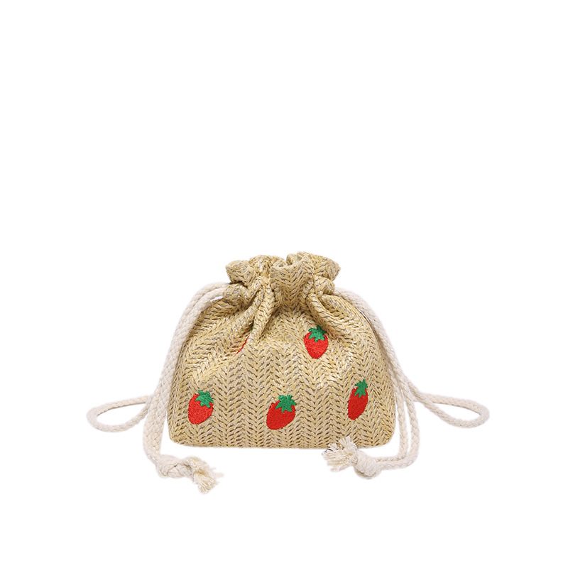 Woven Straw Mini Bucket Crossbody Bag view 7