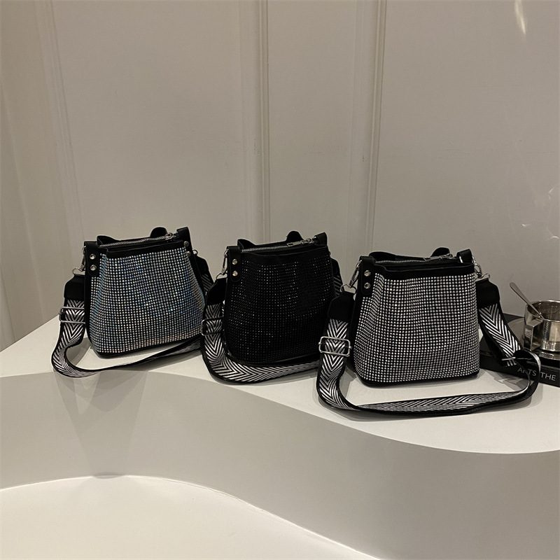 Rhinestone Colorful Bucket Crossbody Bag
