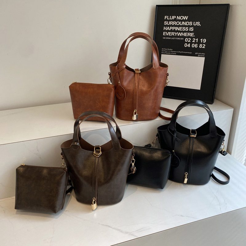 Vintage Basket Bucket Crossbody Bag