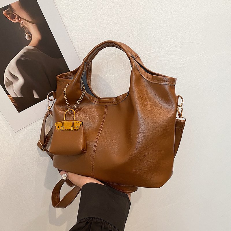 Vintage Soft Leather Bucket Tote Bag view 3
