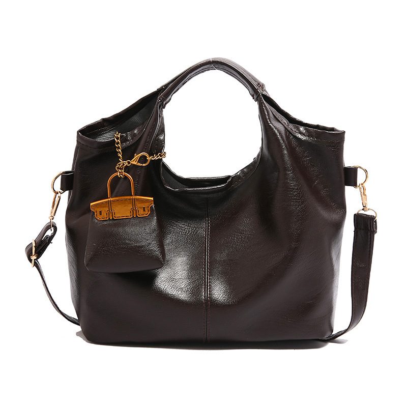 Vintage Soft Leather Bucket Tote Bag view 6