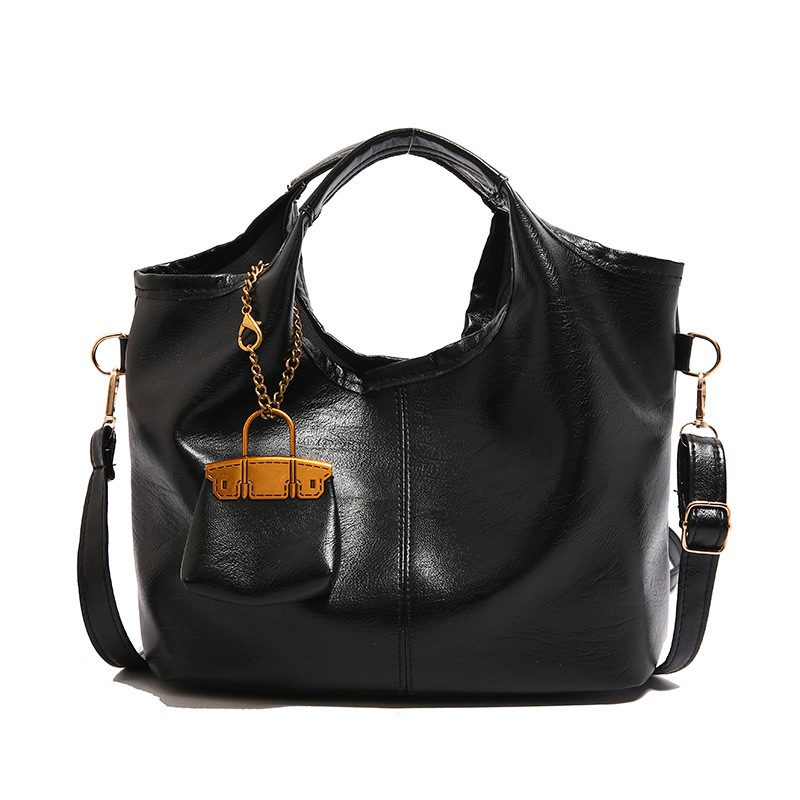 Vintage Soft Leather Bucket Tote Bag view 7