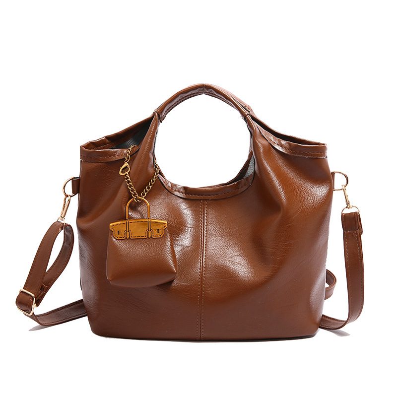 Vintage Soft Leather Bucket Tote Bag view 8