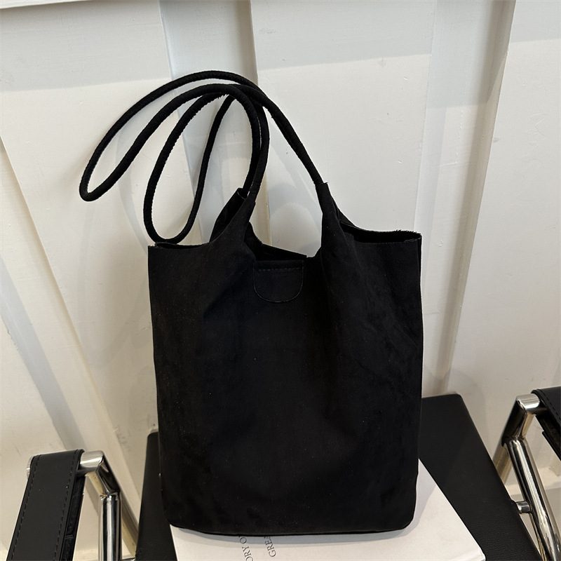 Suede Tote Bucket Bag Large Capacity Shoulder view 3
