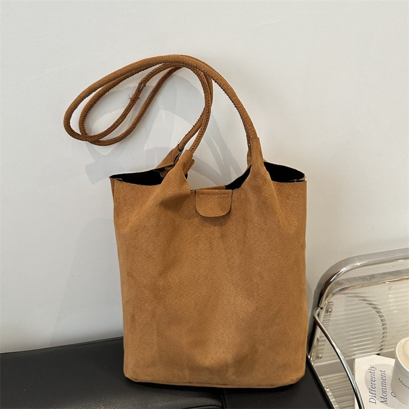 Suede Tote Bucket Bag Large Capacity Shoulder view 4