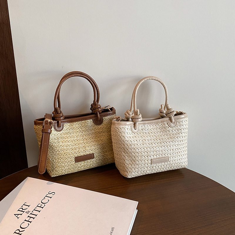 Woven Straw Bucket Crossbody Bag