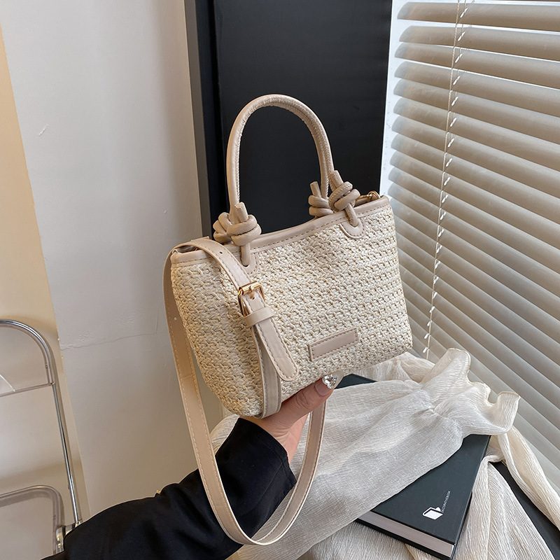 Woven Straw Bucket Crossbody Bag view 2