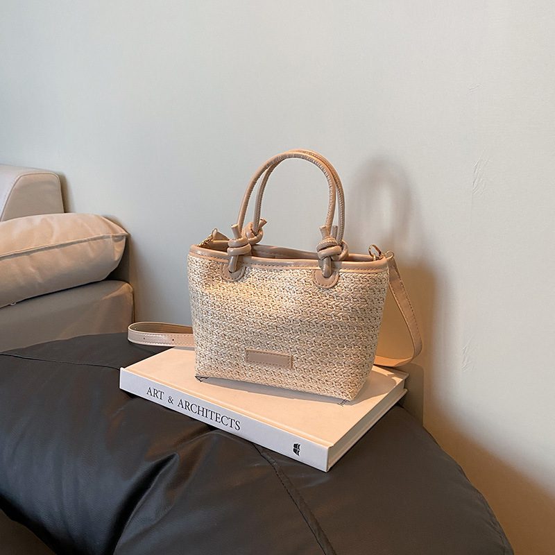 Woven Straw Bucket Crossbody Bag view 4
