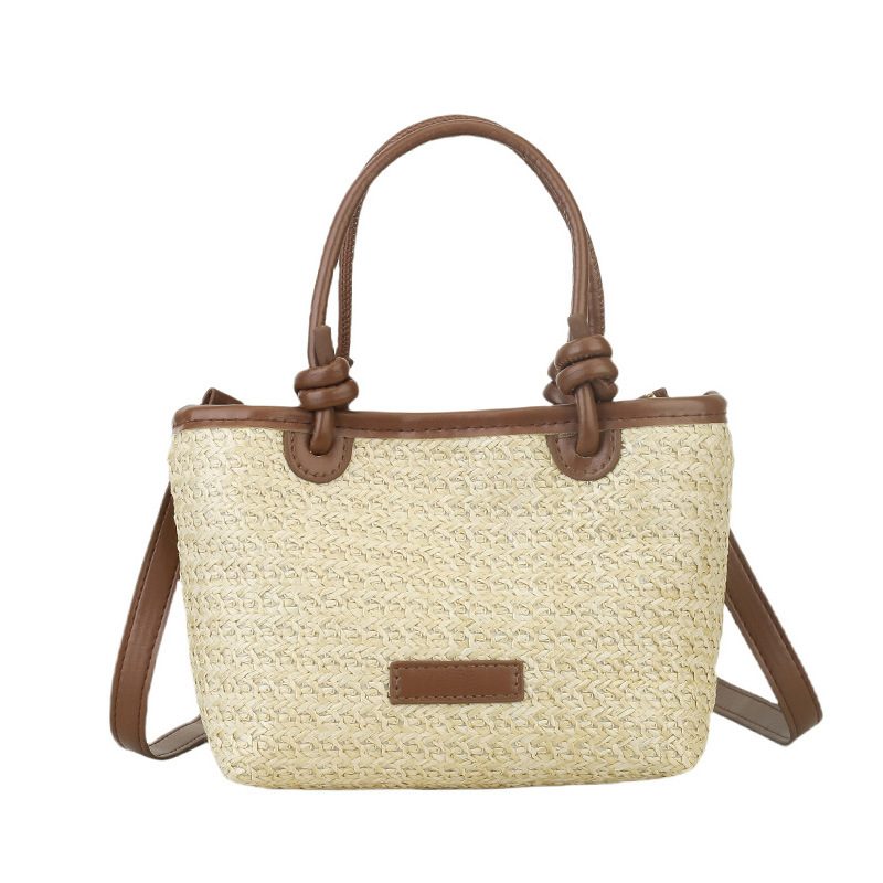 Woven Straw Bucket Crossbody Bag view 7