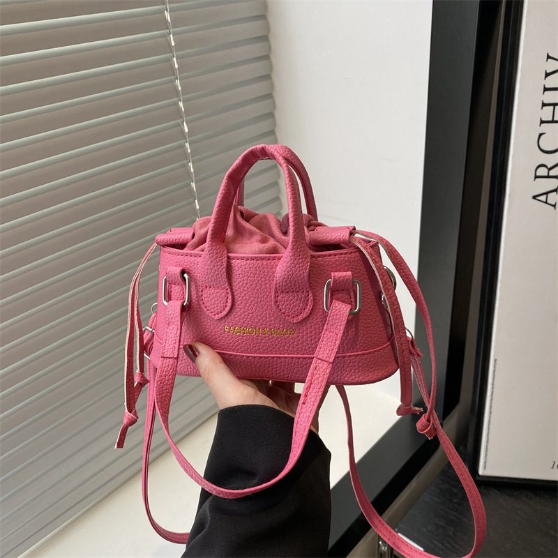 Solid Color Drawstring Bucket Crossbody Bag view 3