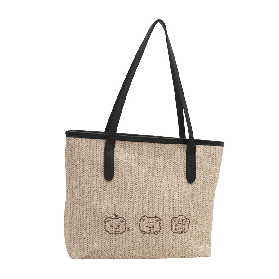 Crossbody-Eimer-Tasche aus gewebtem Stroh mit großem Fassungsvermögen view 4