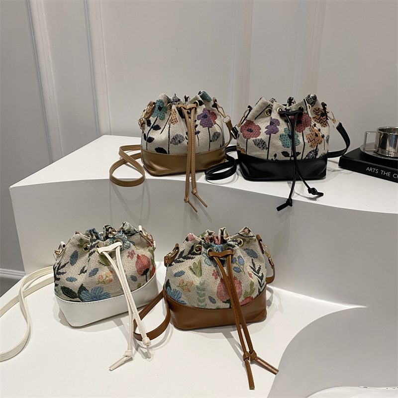 Bohemian Drawstring Bucket Crossbody Bag
