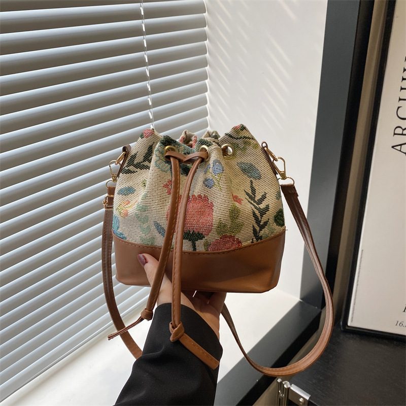 Bohemian Drawstring Bucket Crossbody Bag view 3