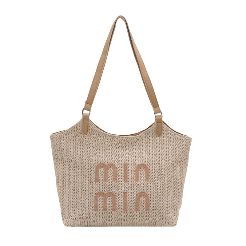 Gewebte Stroh-Bucket-Crossbody-Strandtasche view 5