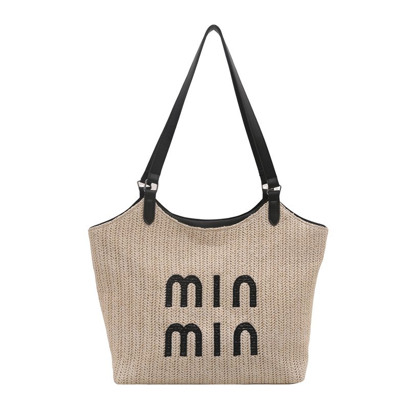 Gewebte Stroh-Bucket-Crossbody-Strandtasche view 6