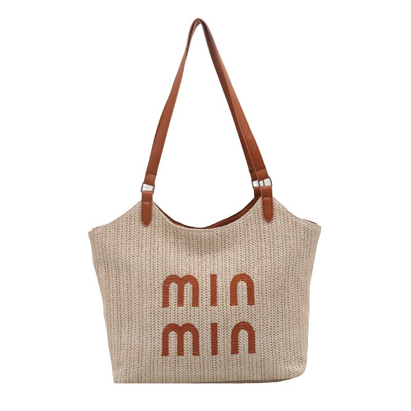 Gewebte Stroh-Bucket-Crossbody-Strandtasche view 8