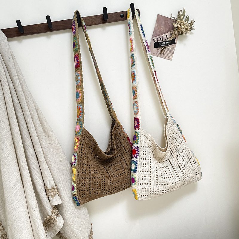 Woven Hollow-Out Bucket Bag