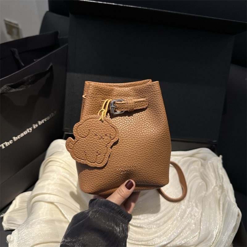 Litchi Grain Bucket Crossbody Bag view 2