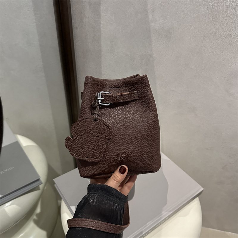 Litchi Grain Bucket Crossbody Bag view 4