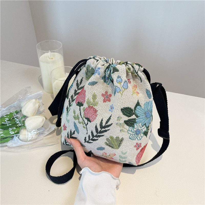 Embroidered Floral Bucket Bag view 2