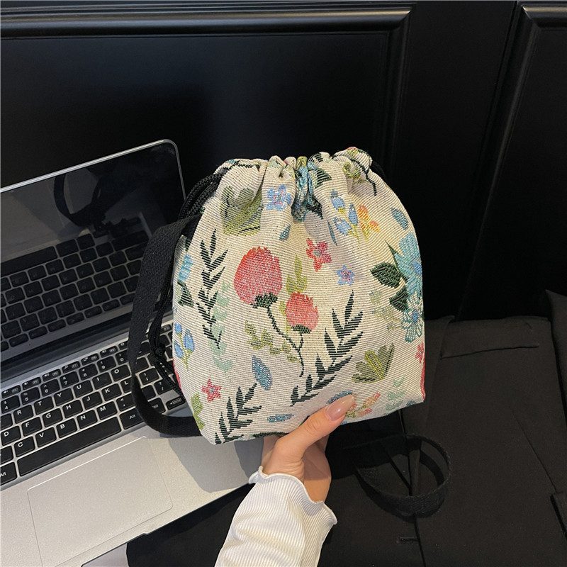 Embroidered Floral Bucket Bag view 3