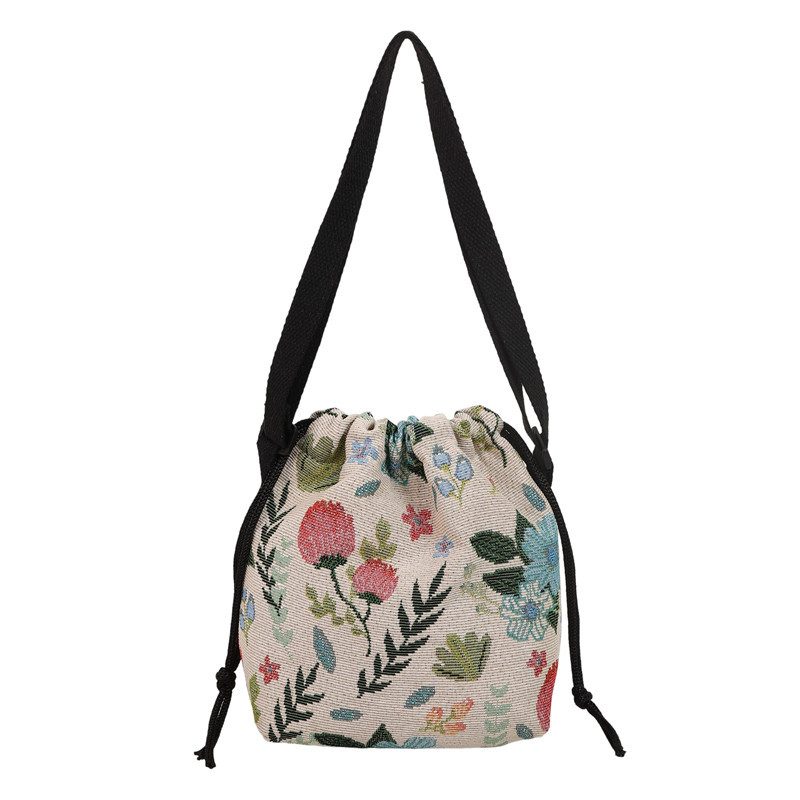 Embroidered Floral Bucket Bag view 6