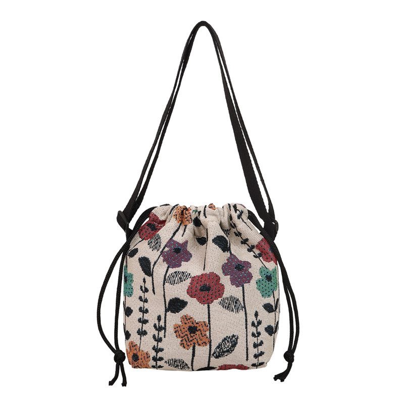 Embroidered Floral Bucket Bag view 7