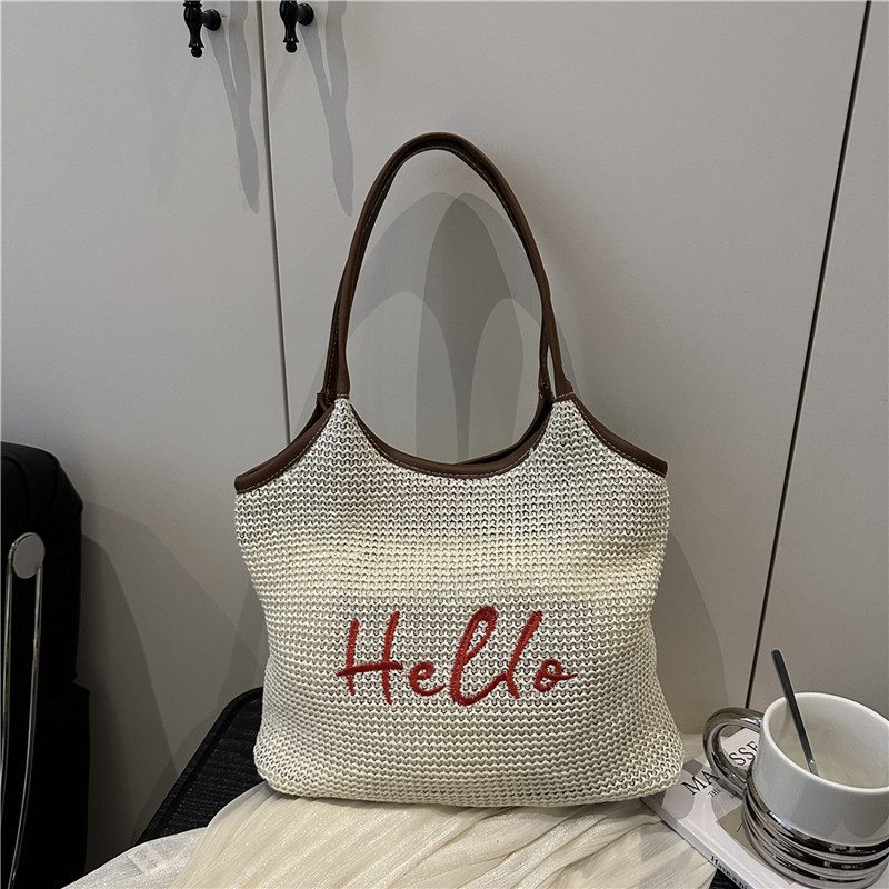 Woven Straw Bucket Shoulder Bag view 2