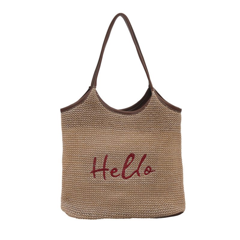 Woven Straw Bucket Shoulder Bag view 7