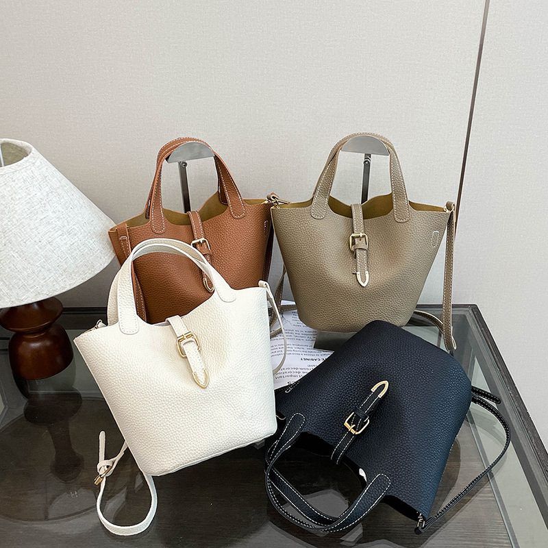 Belted Basket Bucket Crossbody Bag