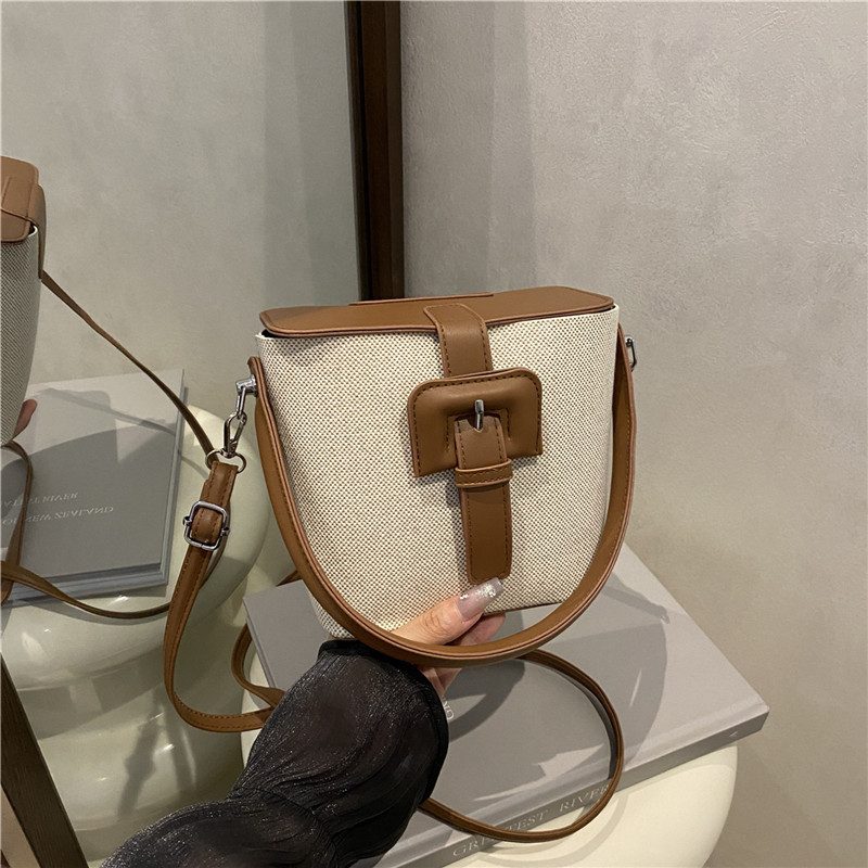 Canvas Color-Block Bucket Crossbody Bag view 2